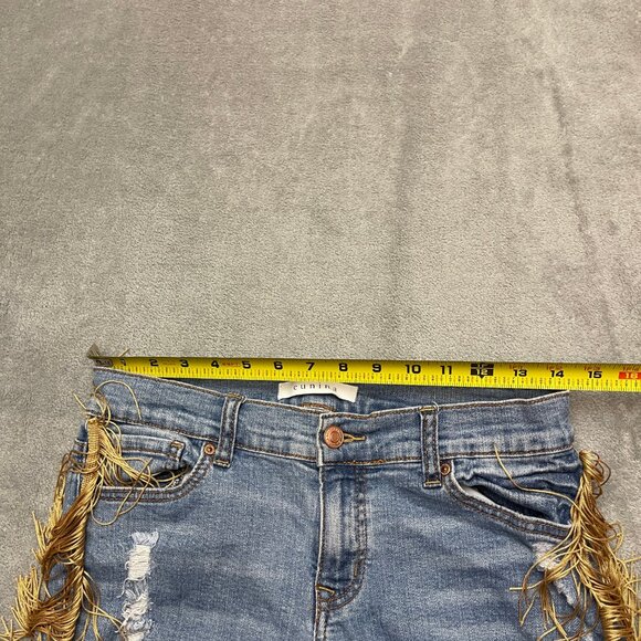 Eunina Jeans Women Size 11 Skinny Low Rise Classic Stretch Denim Fringe Sides - Picture 7 of 12